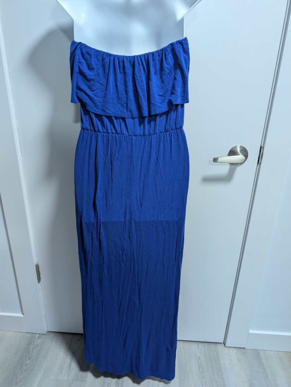 Blue Strapless High-Low Maxi Dress - Picture 6 of 7
